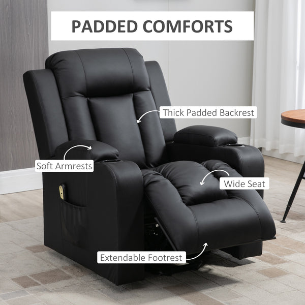 PU Leather Electric Recliner Lift Chair with Footrest, Black