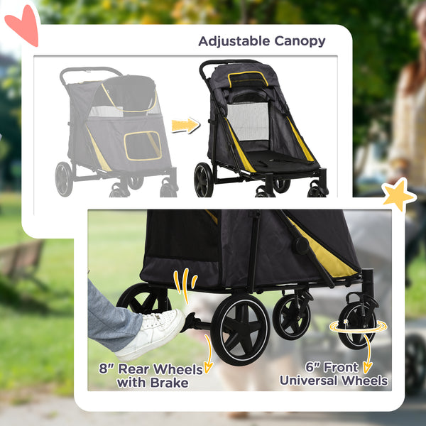 Foldable dog stroller for large and medium dogs, dark gray