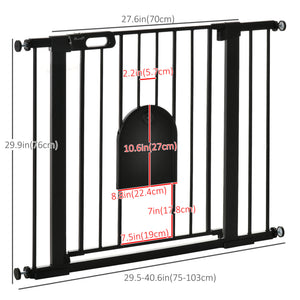 Black safety barrier with small gate