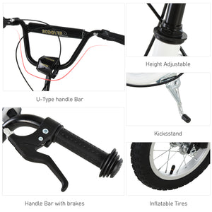 Scooter with inflatable tires and double brakes, white