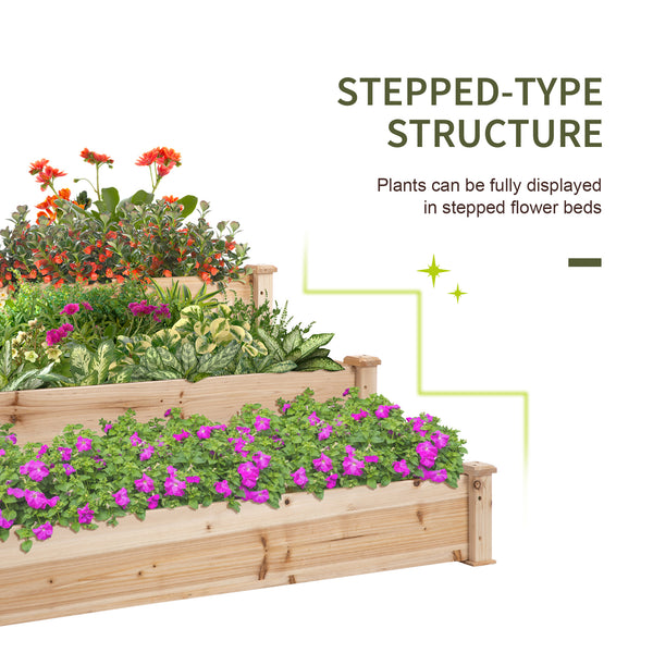 3-Tier Raised Garden Bed Kit, Natural Color