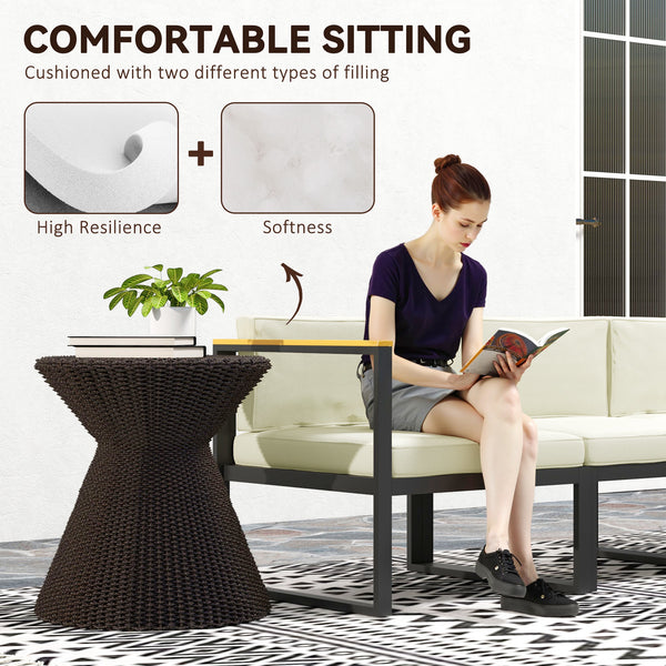 14-Piece Replacement Cushions for Rattan Furniture, 7 Seater &amp; 7 Backrest, Cream Color