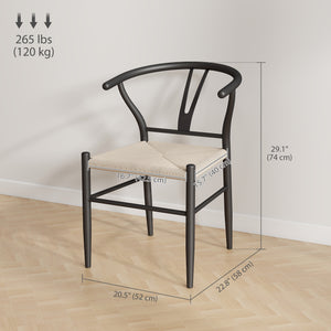 Set of 2 modern style woven fabric dining chairs