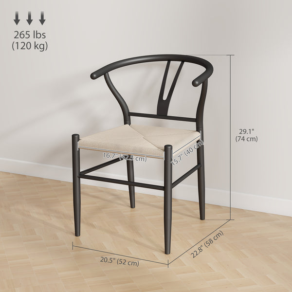 Set of 2 modern style woven fabric dining chairs