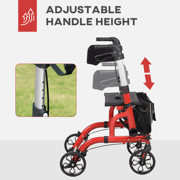 Senior Walker with 8-inch Wheels Red