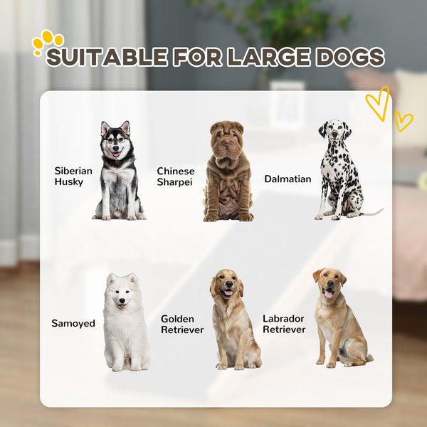 Foldable dog ramp, height adjustable with non-slip coating.