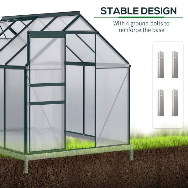 Polycarbonate greenhouse with adjustable ventilated roof and gutter