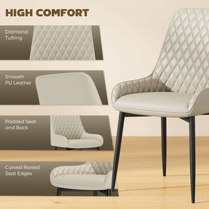 Set of 4 upholstered kitchen chairs, beige