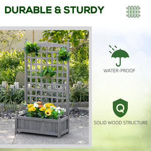 Raised planter with trellis for climbing plants, grey