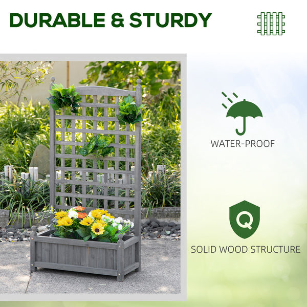 Raised planter with trellis for climbing plants, grey