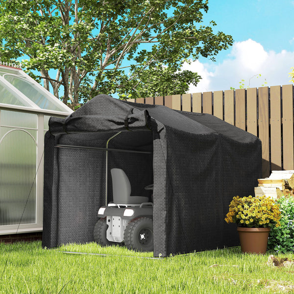 UV-resistant portable garden shed with roll-up zippered door, black