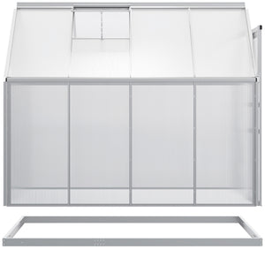 Polycarbonate greenhouse with adjustable roof ventilation, transparent