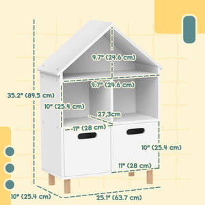 3-Tier Bookcase with Two Drawers for Children's Room, White