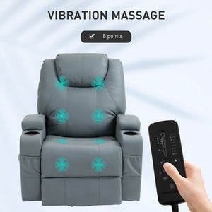 Reclining massage chair with 8 vibration points, light gray