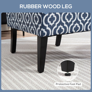 Armless accent chair with wooden legs, blue