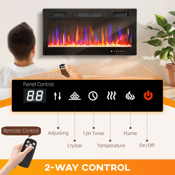 91cm Slim 1500W Electric Fireplace with Eco Mode and Auto Switch