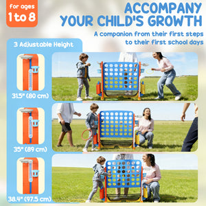 Giant Connect 4 game, 4 in 1 for children with basketball, ring toss and golf