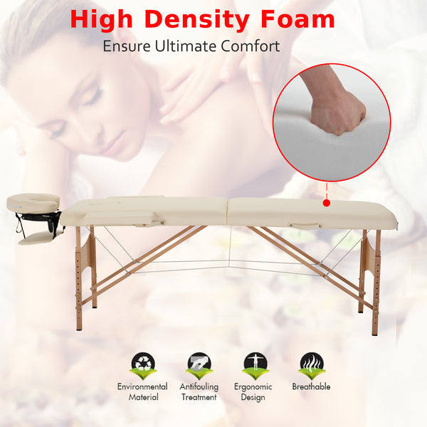 Professional adjustable folding massage table – Beige