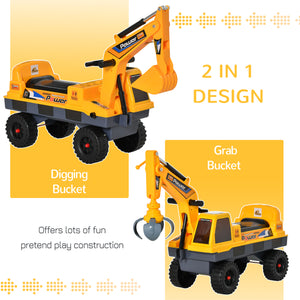 2-in-1 construction excavator, yellow