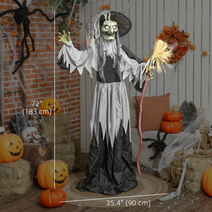 Standing Witch, Voice-Activated Accessory, Rotating Head and Flashing Eyes, Black