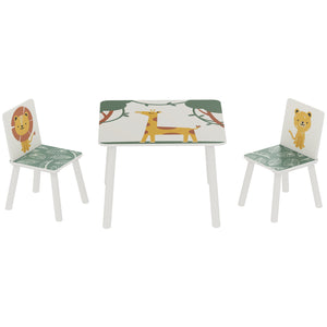 3-Piece Kids Animal Print Table and Chair Set