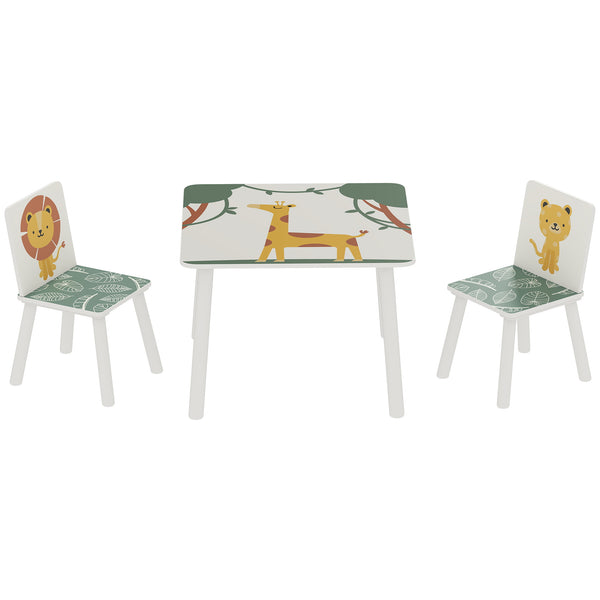 3-Piece Kids Animal Print Table and Chair Set