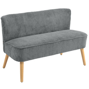 Modern upholstered 2 seater sofa with rubberwood legs, grey