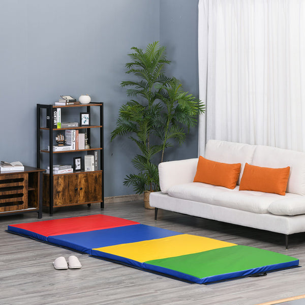 4'x10'x2'' Folding Gym Mat with Carry Handles, Multicolor