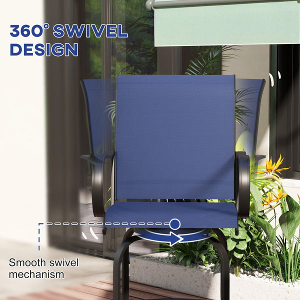 Set of 2 outdoor stools, navy blue