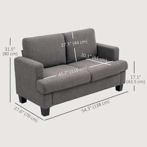 2-seater sofa with removable cushions, solid wood frame, dark gray