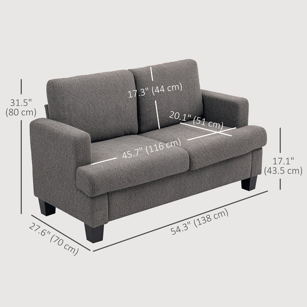 2-seater sofa with removable cushions, solid wood frame, dark gray