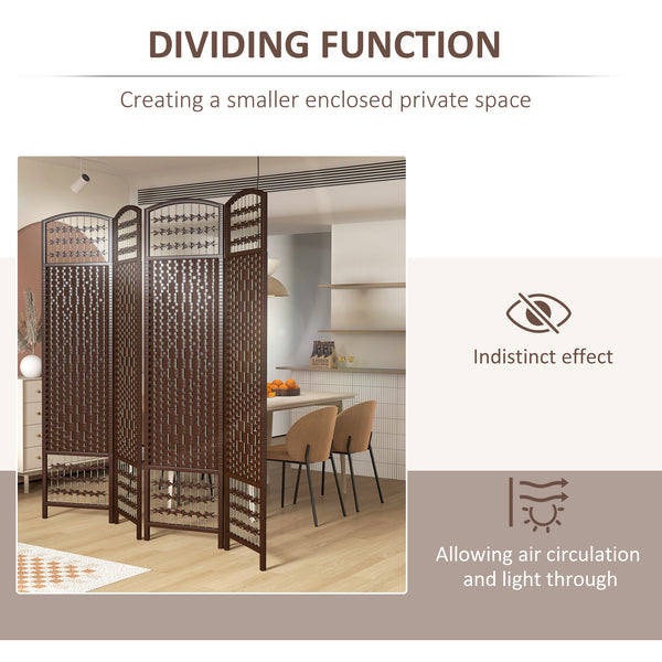 4-panel folding partition wall made of corrugated fiber, brown