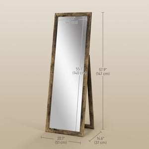 Full length standing mirror, rustic brown