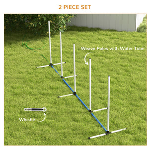 2-Piece Dog Agility Kit with Weave Poles, White
