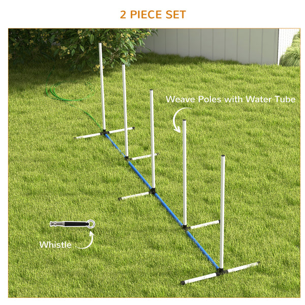 2-Piece Dog Agility Kit with Weave Poles, White