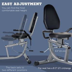 Stationary bike with 8 levels of magnetic resistance, LCD display, adjustable seat and backrest