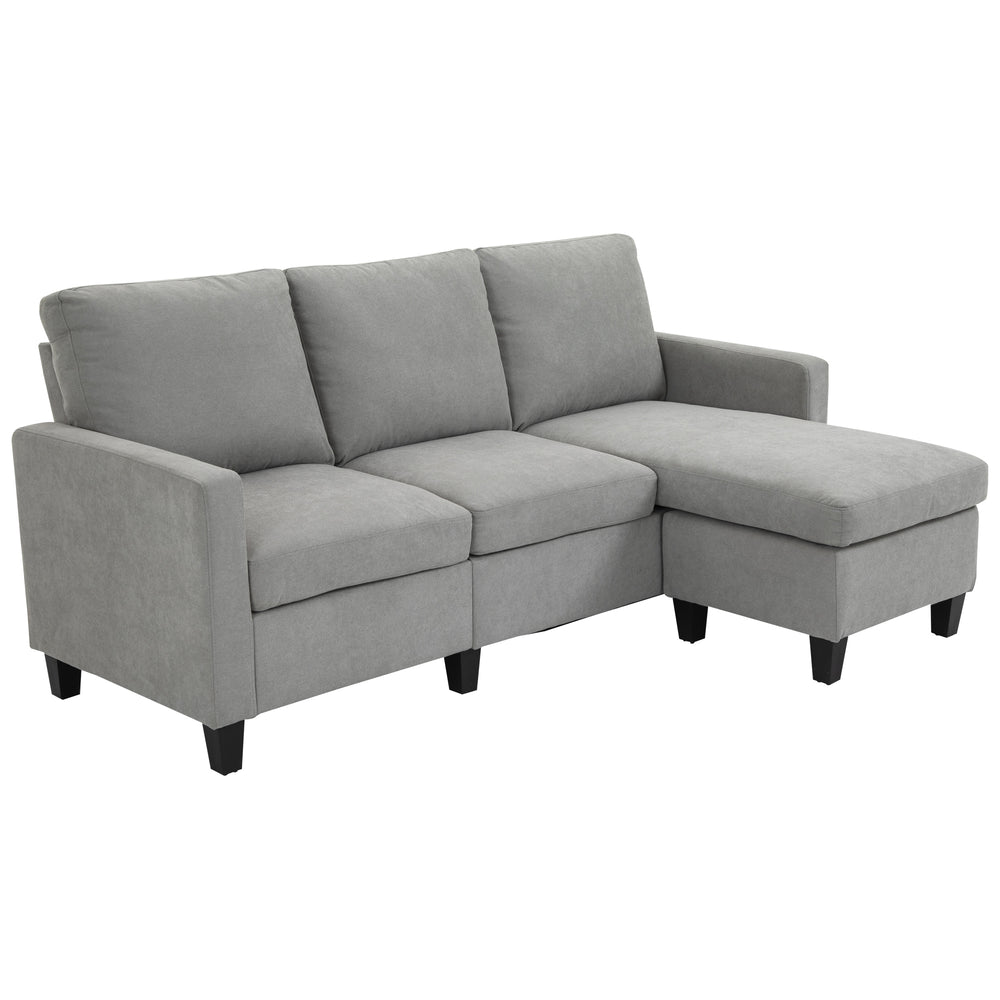 Modern L-shaped corner sofa with ottoman, light grey