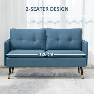 Dark Blue Button Tufted Loveseat Sofa
