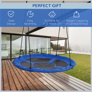 Saucer Swing with Adjustable Hanging Ropes, Blue