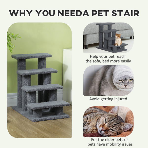 4-step cat scratching post, grey