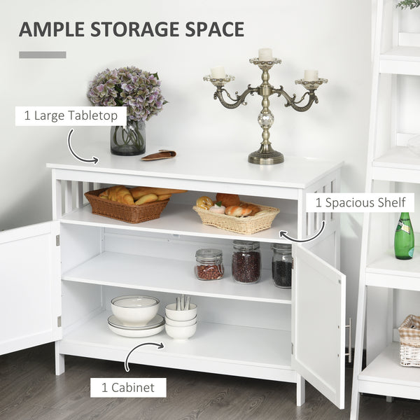 Wooden console table with open shelf and 2-tier cabinet, white
