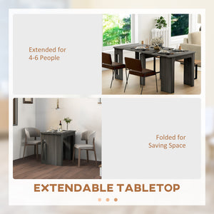 Folding and extendable table, kitchen table for small spaces, up to 6 people, gray