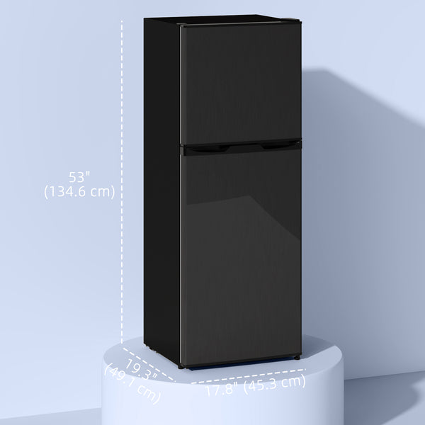 Double Door Mini Fridge with Freezer, 4.6 cu. ft., Thermostat, Shelves, Reversible Door, Black