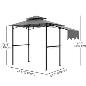 Two-tier barbecue shelter with side awning, light grey 