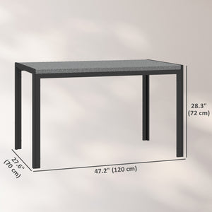 Rectangular garden table with grey synthetic rattan top 