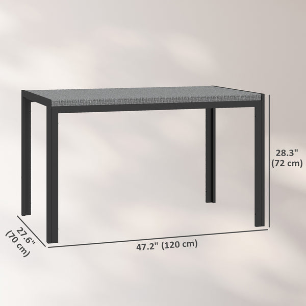 Rectangular garden table with grey synthetic rattan top 