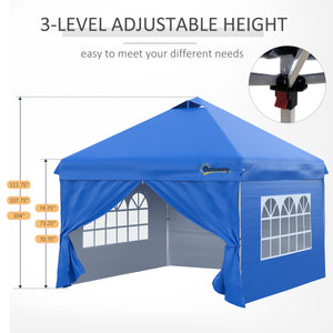 10 x 10 folding tent with wheeled carry bag, blue