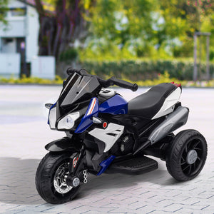 6V Electric Motorcycle with 3 Wheels, Music, Horn, Lights, Blue