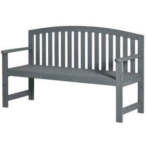 Outdoor Bench with Slats, Backrest and Armrests, for Garden, Park, Backyard, Gray