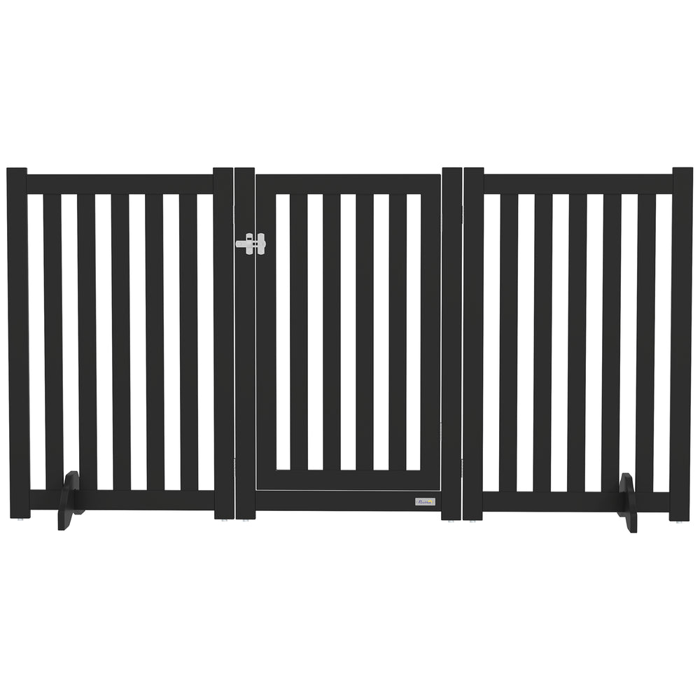 3-panel foldable dog gate with feet, black